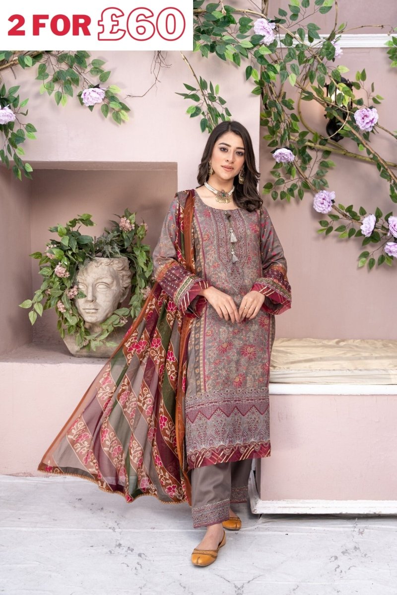 Munira Jacquard Linen 3 Piece Suit MUN460-Designer dhaage