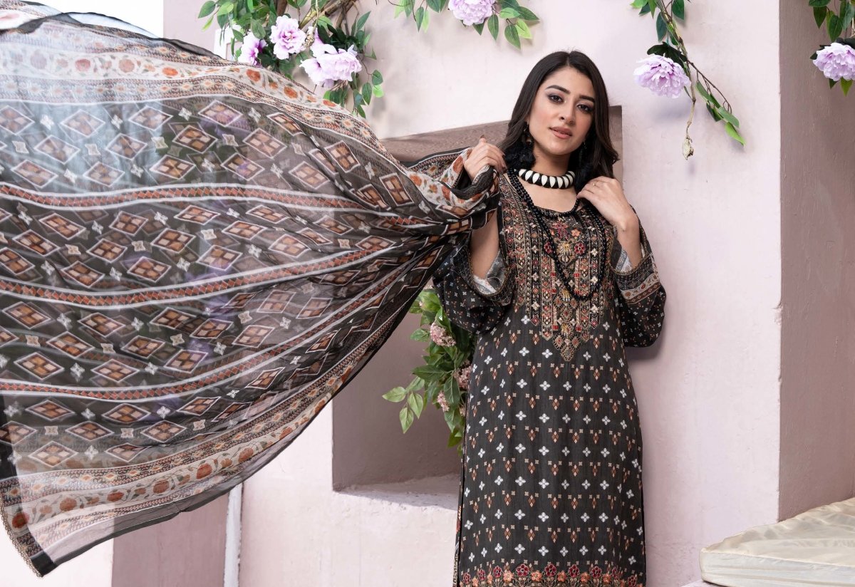 Munira Jacquard Linen 3 Piece Suit MUN461-Designer dhaage