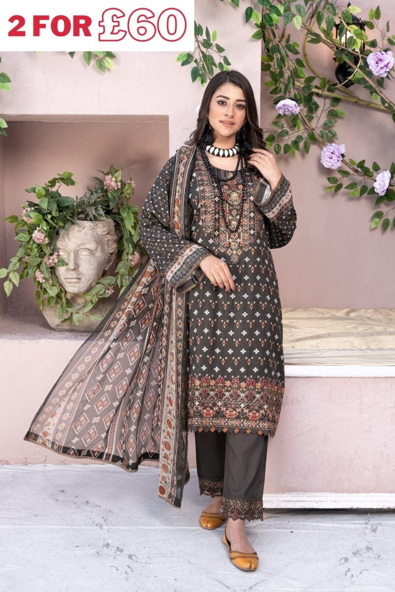 Munira Jacquard Linen 3 Piece Suit MUN461-Designer dhaage