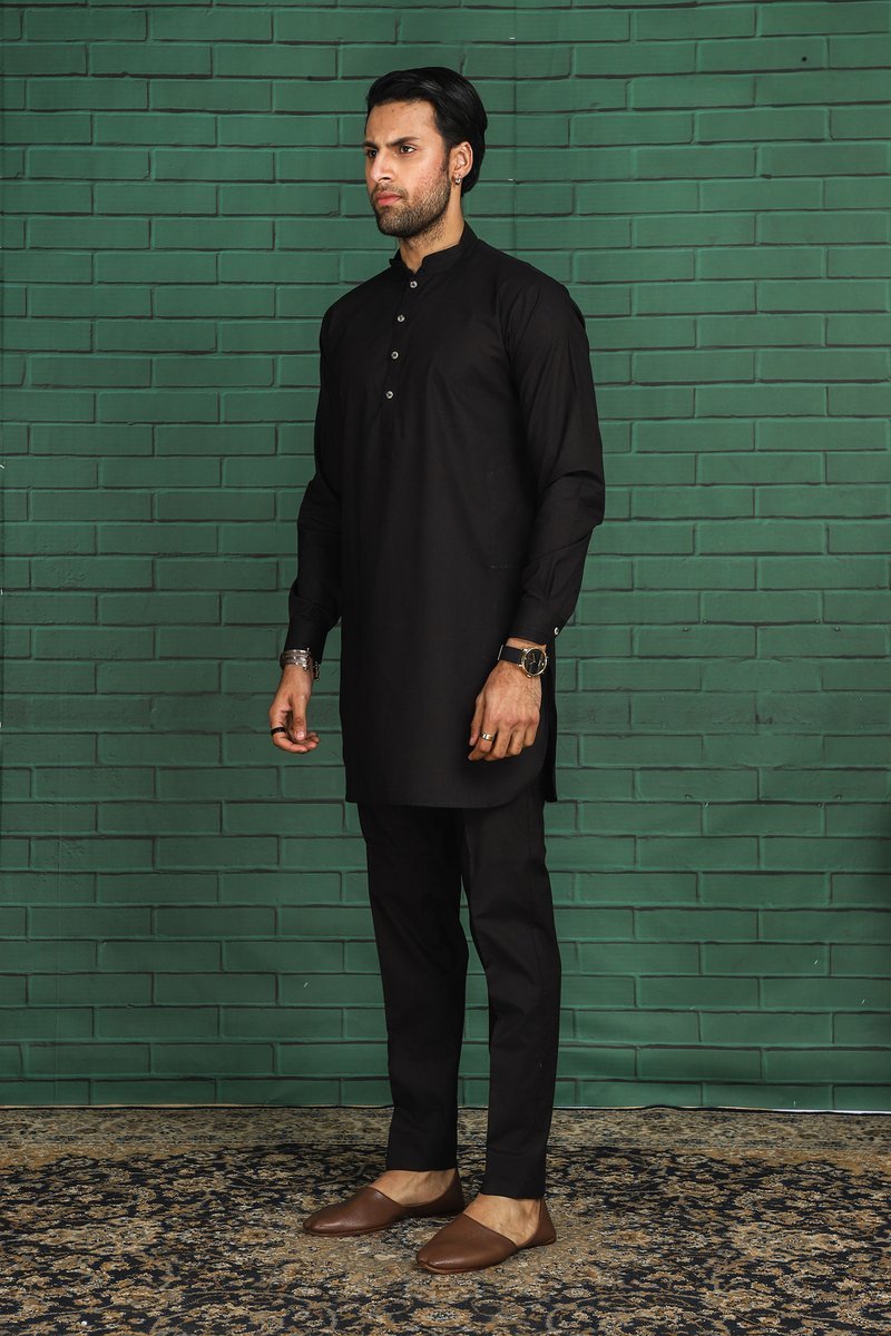 Nauroz Black Cotton Kurta Trouser NAU04