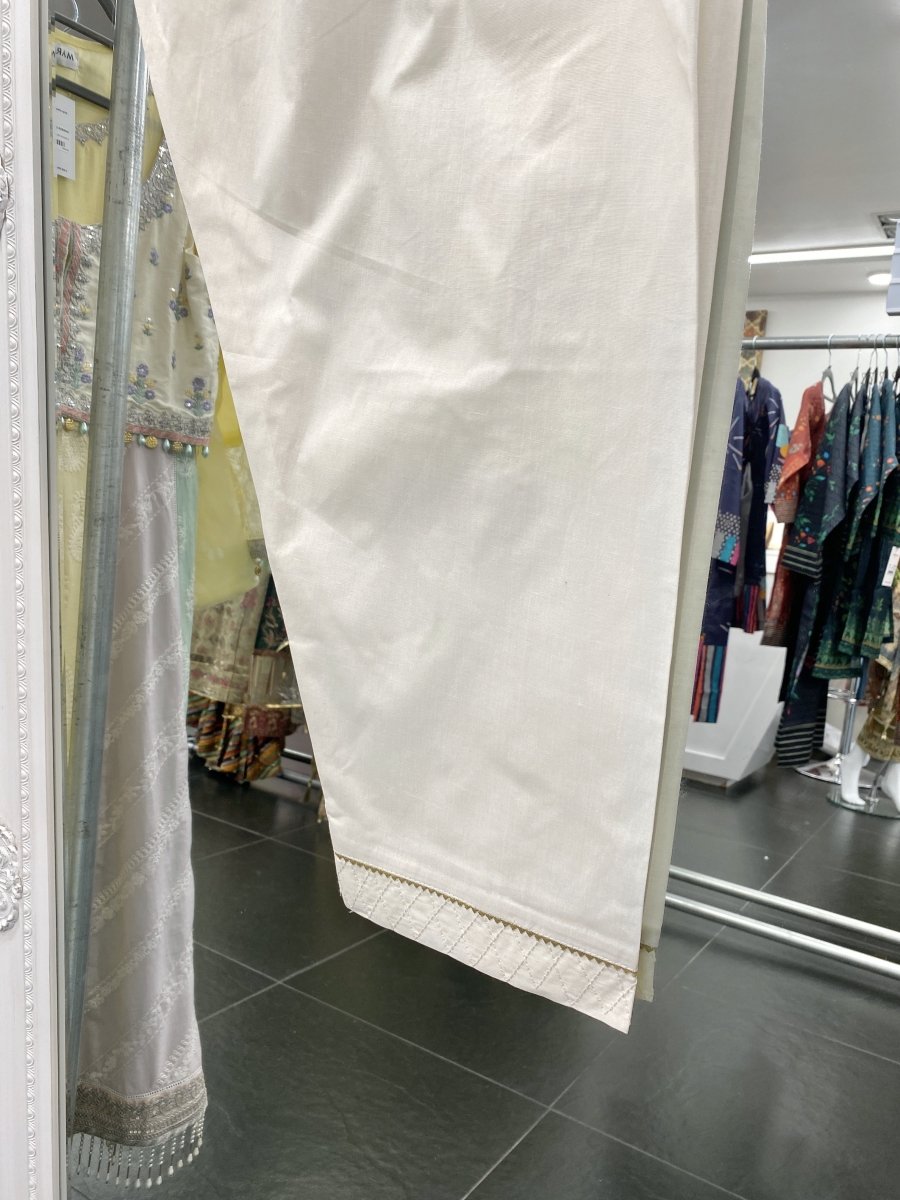 Off-white Shalwar Trousers with Kikri Lace TRO36