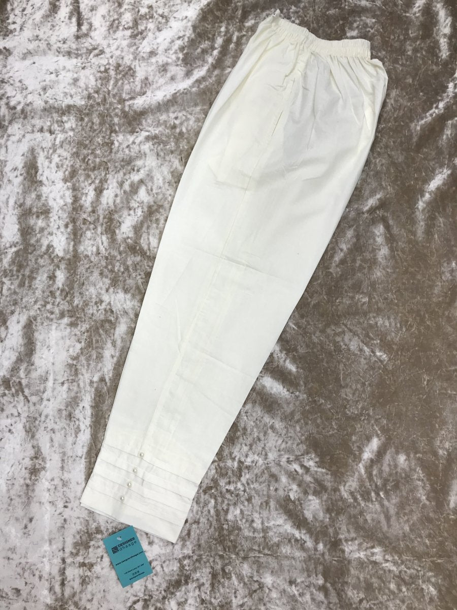 Off-white trousers with pearls TRO28