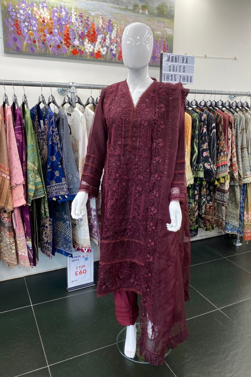 Sada Bahar Embroidered Organza Formal Suit SBA02