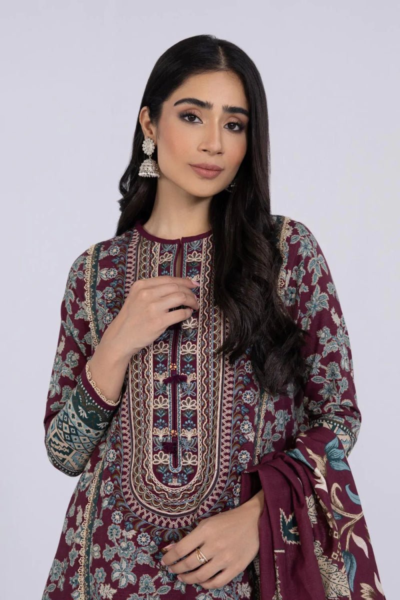 Sapphire Embroidered Khaddar 3 Piece Suit SAP104 - Designer dhaage