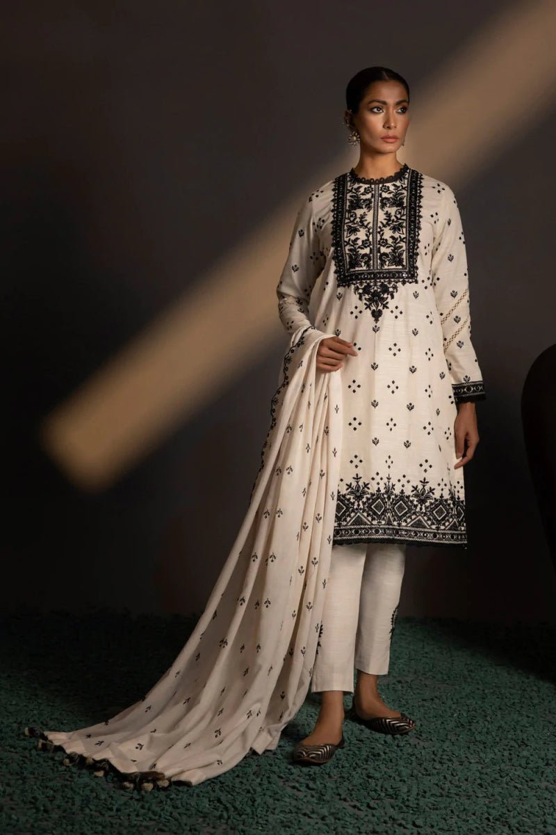 Sapphire Embroidered Khaddar 3 Piece Suit SAP110 - Designer dhaage