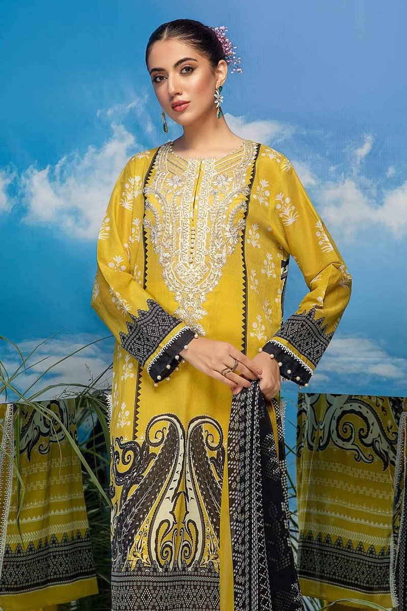 So Kamal Lawn 3 Piece Suit SKA56-Designer dhaage