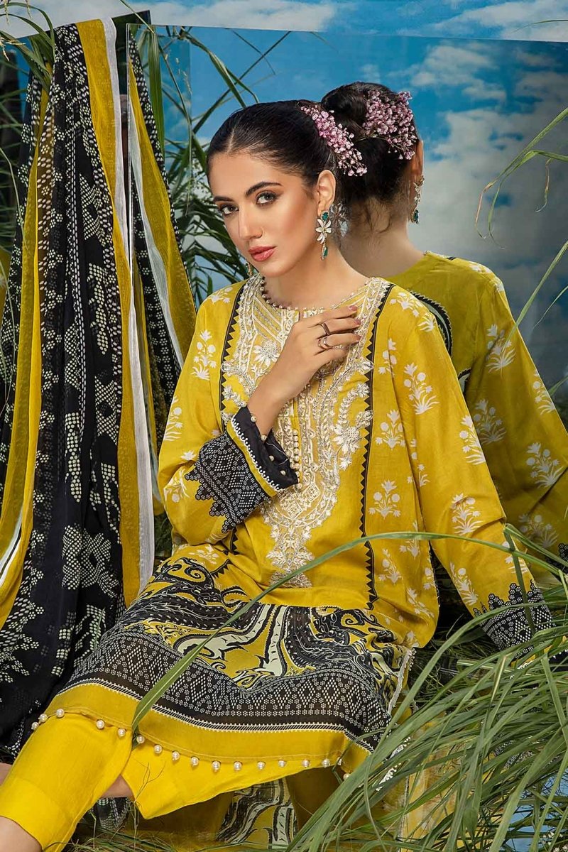 So Kamal Lawn 3 Piece Suit SKA56-Designer dhaage