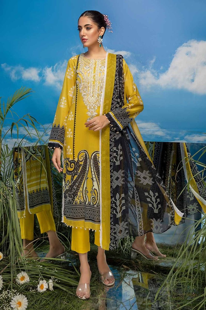 So Kamal Lawn 3 Piece Suit SKA56-Designer dhaage