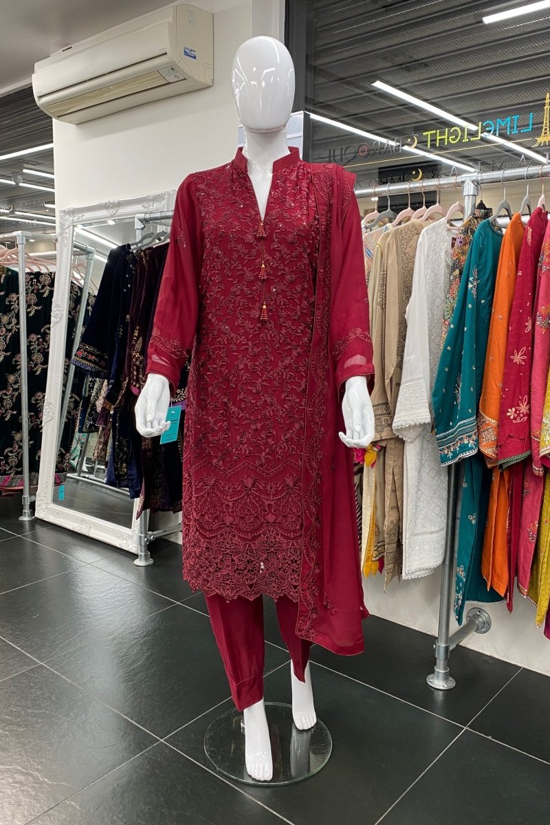 Wardah Embroidered Chiffon Formal Suit WAR03